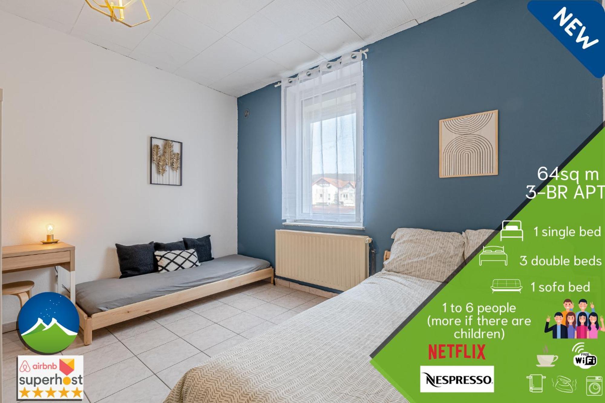 3 Appts - 3 A 7 Lits - Parfait 6 A 10 Pers - Max 26 Pers - 1 Immeuble - Convivialite, Rentabilite ------ English - 3 Apts - 3 To 7 Beds - Ideal For 6 To 10 Guests - Up To 26 - Same Building - Friendly, Flexible Hettange-Grande Exteriör bild